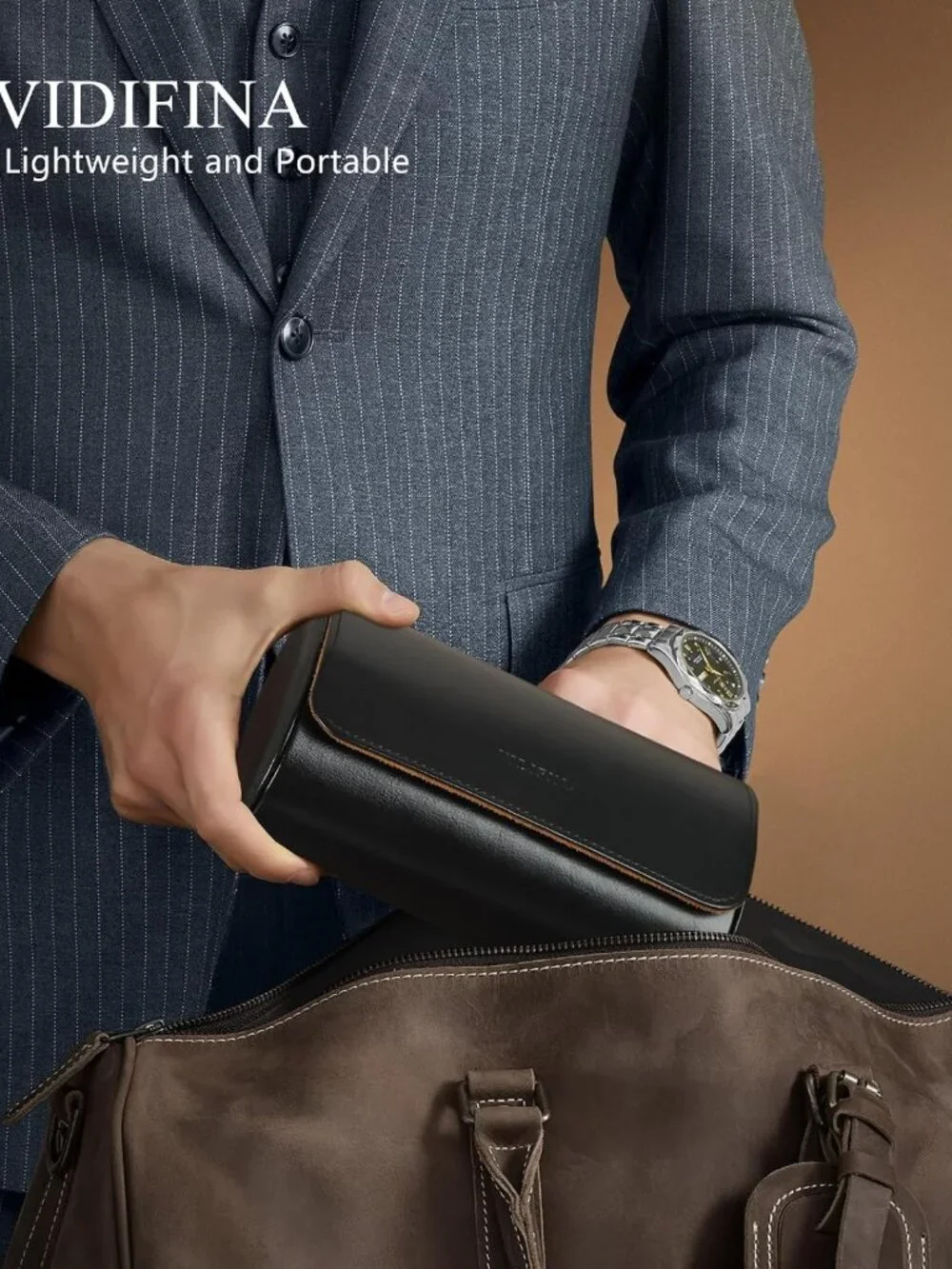Stylish PU Leather Watch Travel Case for 1-3 Watches, Odor-Free & Gift-Ready